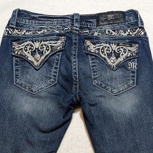 Miss Me Silver Stitched and Functional Flap Pocket Bootcut Jeans
